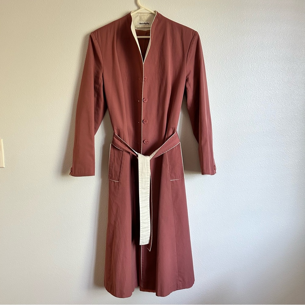 Vintage 60’s-70’s | Rain Shedder | Dusty Rose Midi Length Trench-Coat | Size S